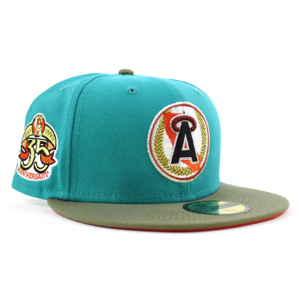 California Angels 35TH Anniversary New Era 59Fifty Fitted Hat (TEAL BREEZE GREEN BARK ORANGE UNDER BRIM)