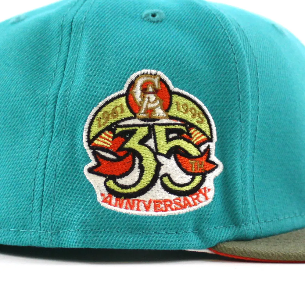 California Angels 35TH Anniversary New Era 59Fifty Fitted Hat (TEAL BREEZE GREEN BARK ORANGE UNDER BRIM)