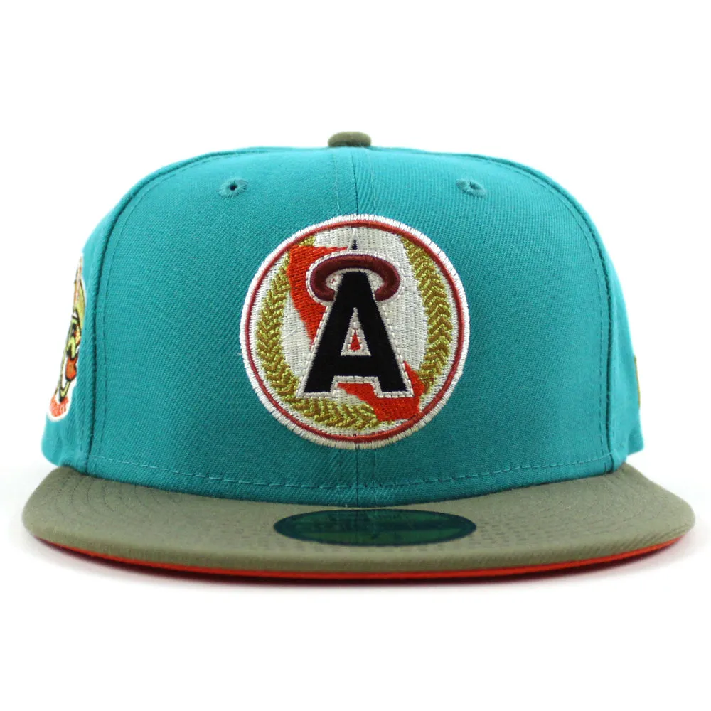 California Angels 35TH Anniversary New Era 59Fifty Fitted Hat (TEAL BREEZE GREEN BARK ORANGE UNDER BRIM)