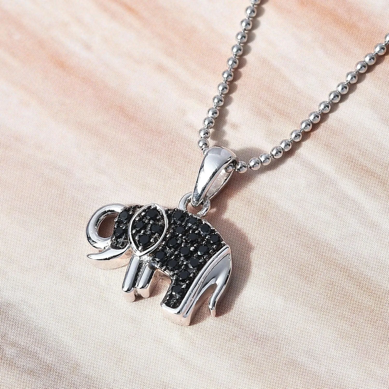 Elephant Pendant, Goodluck Charm Pendant in Platinum Plated 925 Sterling Silver, Meaningful Jewellery ,