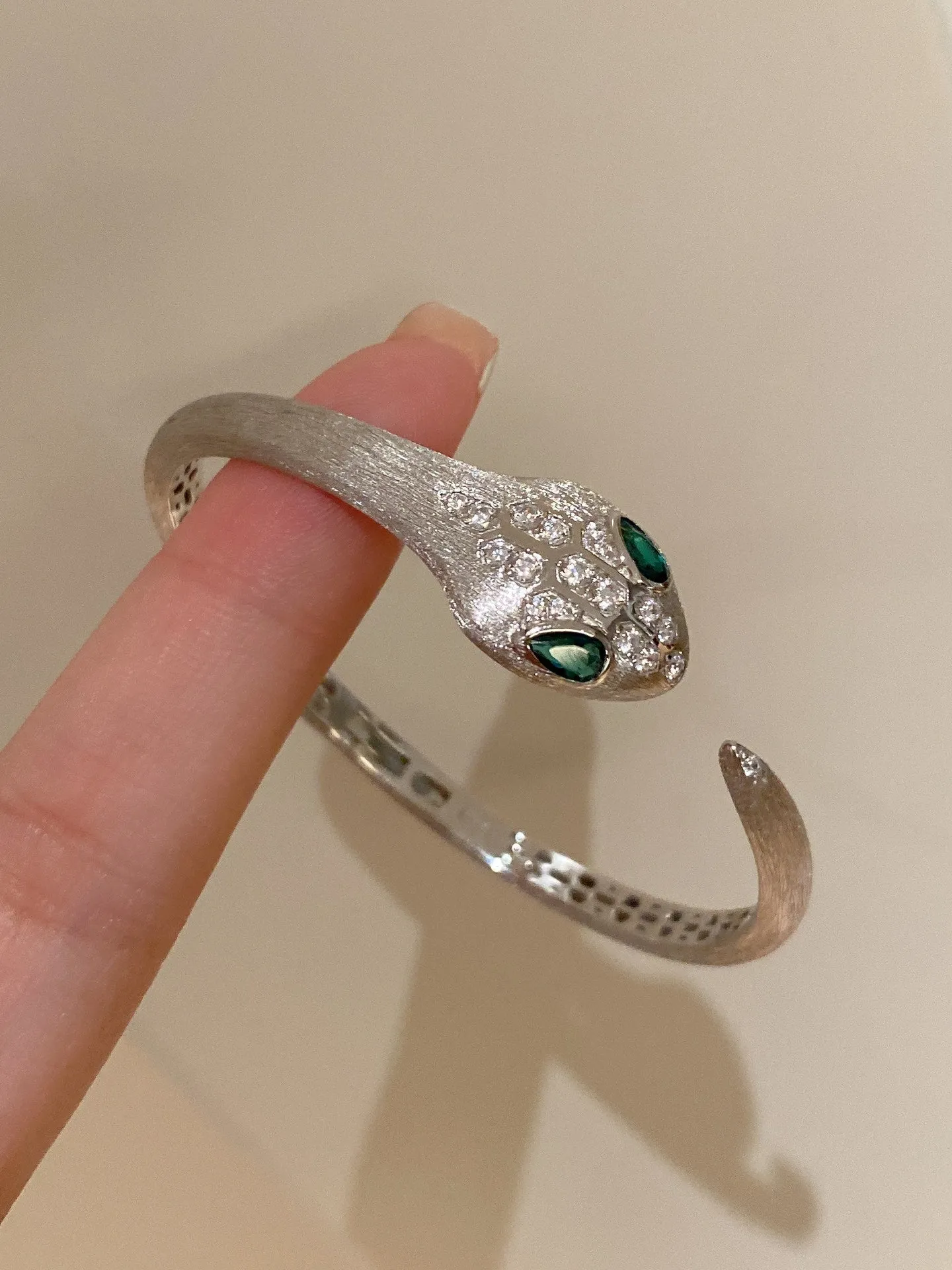 Silver Serpent Brushed Bangle